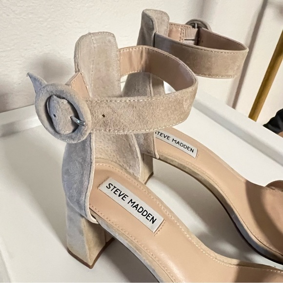 Steve Madden Reverie suede Sandals, chunky heel, nude, size 9.5, like new! - Picture 4 of 11